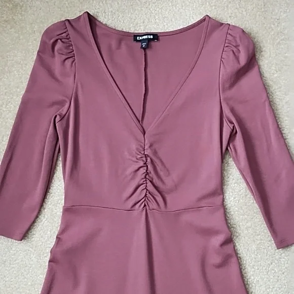 Express Mini Dress Women's XS Easter Spring Fit & Flare Ruffle Hem Soft Pink - Picture 2 of 8